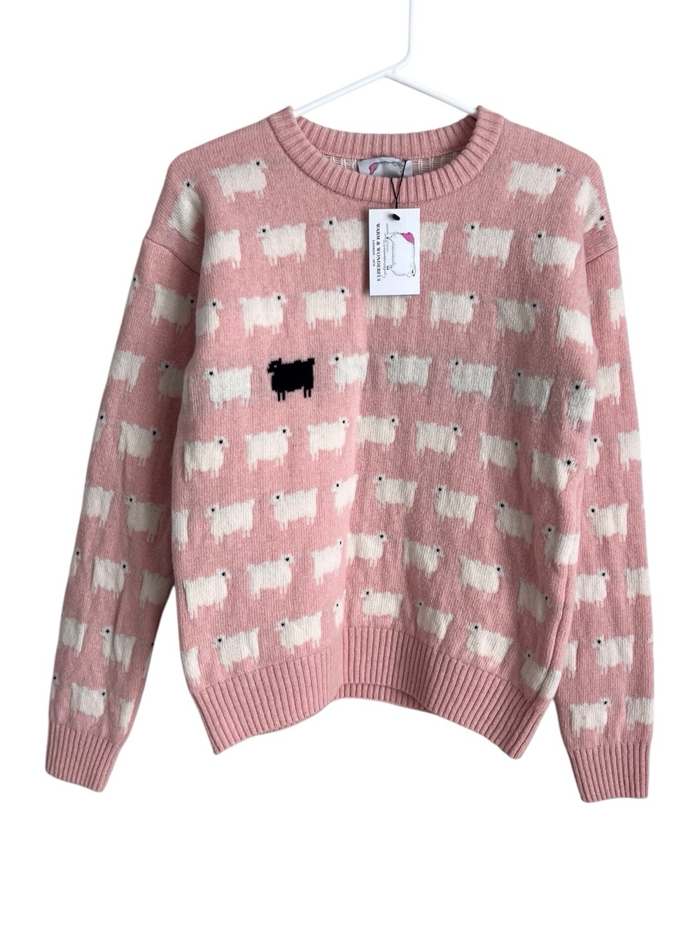 Rowing Blazers Warm and Wonderful NEW Wool Pink Sheep Sweater Diana Small